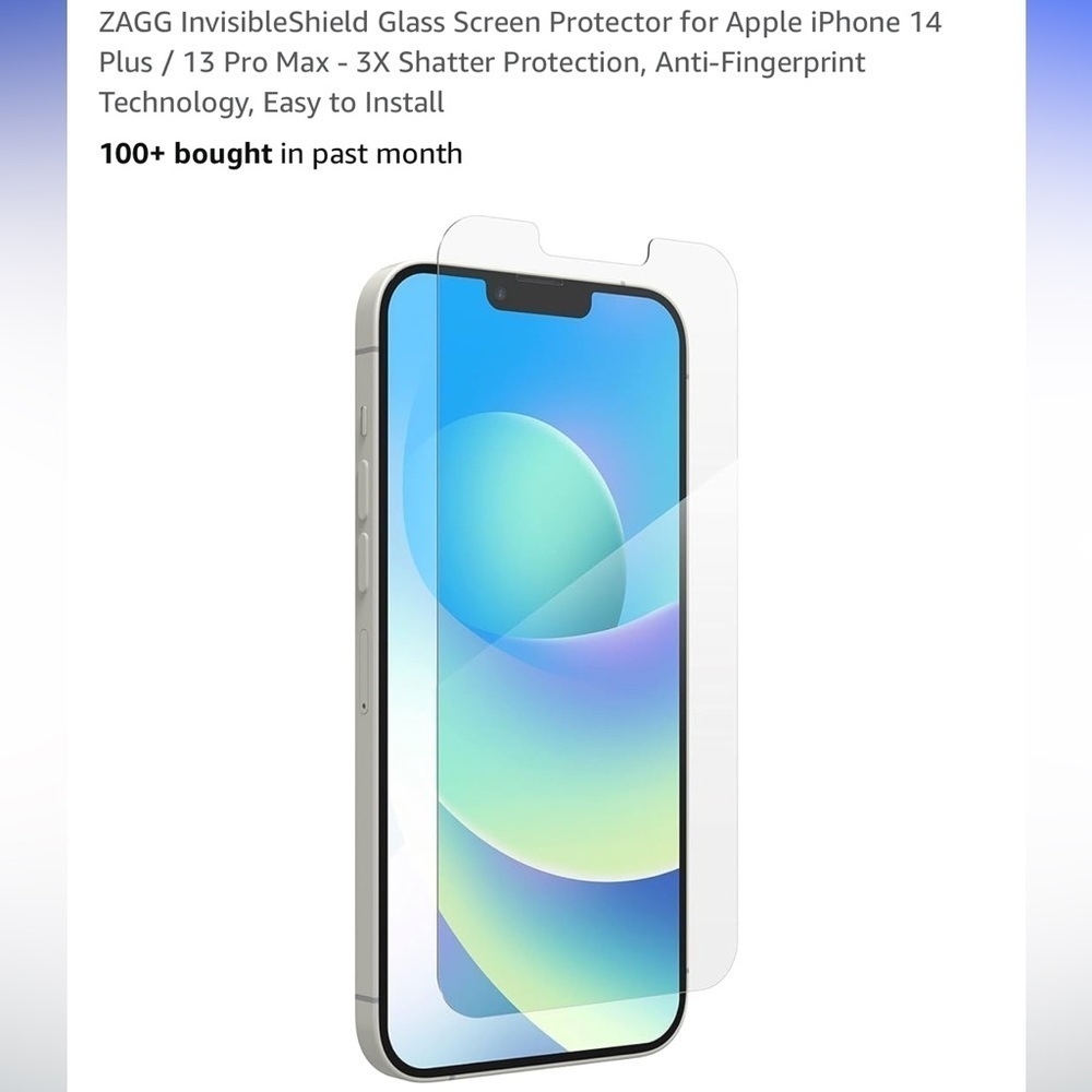 Zagg invisible shield glass screen protector for iPhone 14 Plus and 13 Pro Max